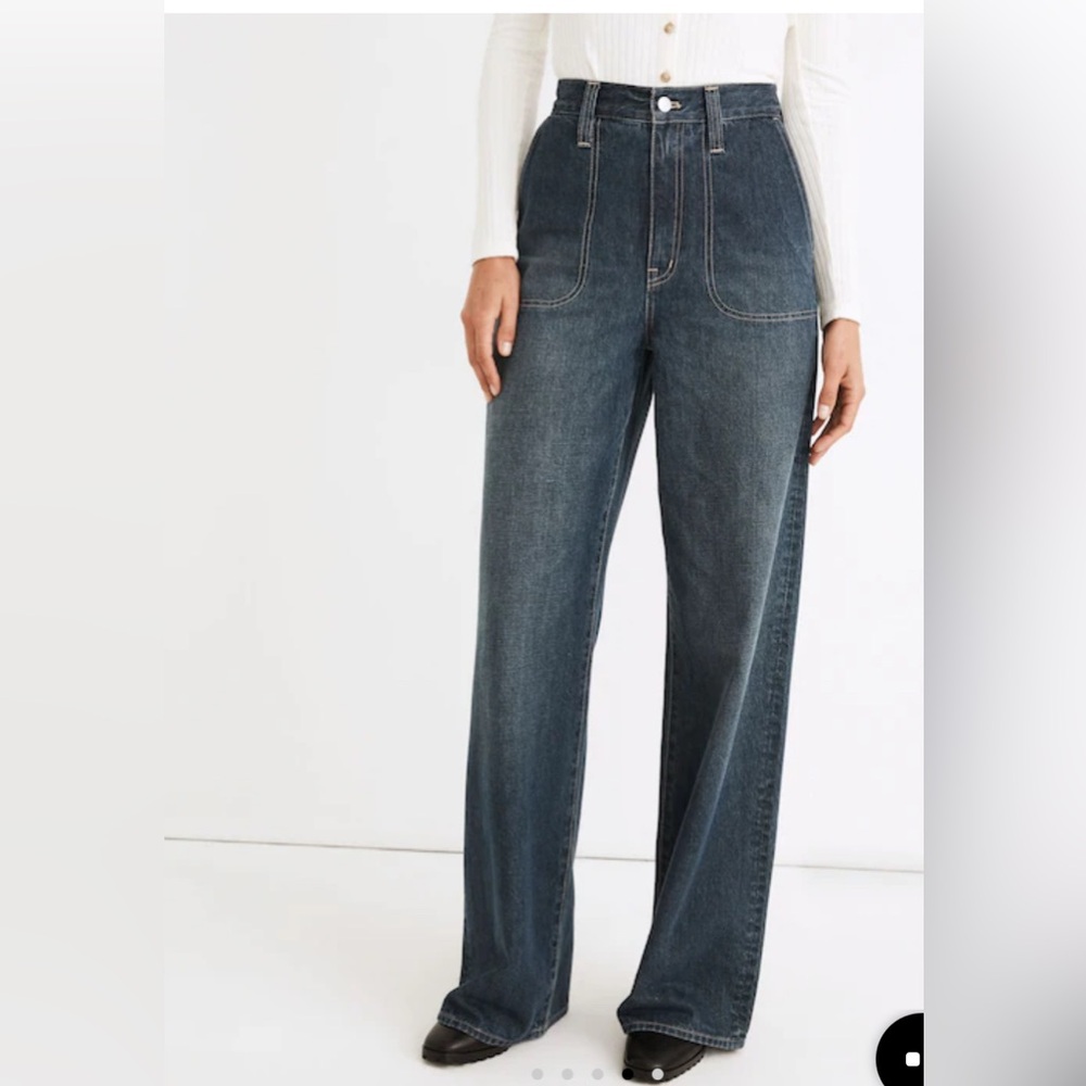 Madewell Dark Blue super wide leg Jeans high waisted size 29 - Picture 3 of 12